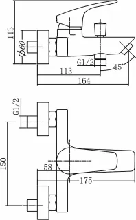 Смеситель для ванны Aquanet Static AF330-20C 237442 хром